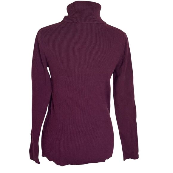 Eddie Bauer Rib Knit Turtleneck Sweater Top Shirt Pima Cotton Maroon M - Picture 3 of 5